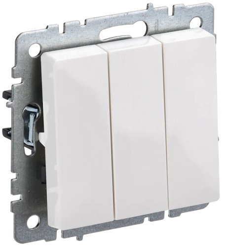 Выключатель без рамки IEK Brite ВС10-3-0-БрБ 3-кл. белый картинка